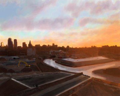 Gowanus Canal , Brooklyn (digitális művészet) alkotó: Evan Sklar