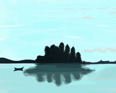 Lake In Maine, 2015 (kézzel rajzolt egy iPad-en egy Apple ceruzával) alkotó: Evan Sklar