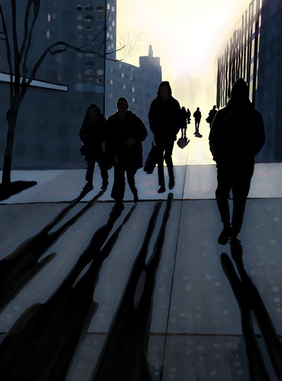 Manhattan Sidewalk (digitális művészet) alkotó: Evan Sklar