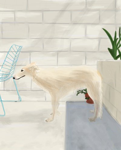 Penny On The Back Porch 2017 (kézzel rajzolva egy iPad-en egy Apple ceruzával) alkotó: Evan Sklar
