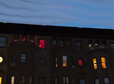 Sorházak színes és megvilágított ablakok, Brooklyn (digitális művészet) alkotó: Evan Sklar