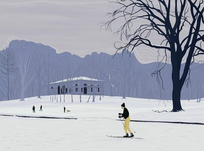 Síelő, Prospect Park , Brooklyn (digitális művészet) alkotó: Evan Sklar
