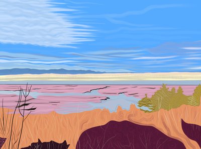 A Hudson folyó a New York-i Hudsonból nézve. (digitális művészet) alkotó: Evan Sklar