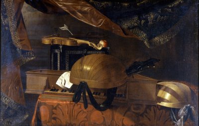 Hangszerek. Evaristo Baschenis (1617 - 1677) festménye. alkotó: Evaristo Baschenis