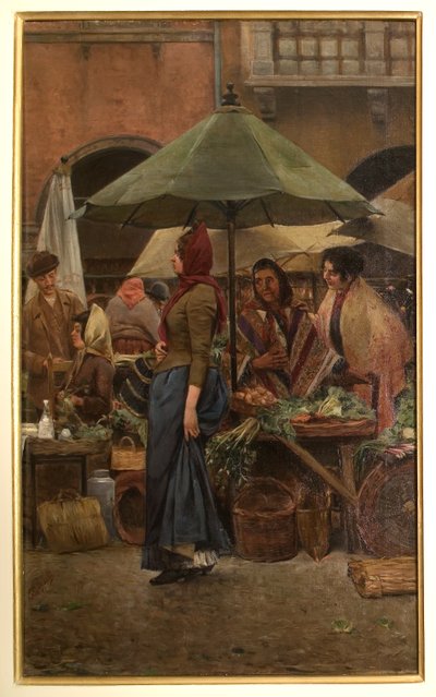 Piazza delle Erbe 1892 (olaj, vászon) alkotó: Evaristo Cappelli