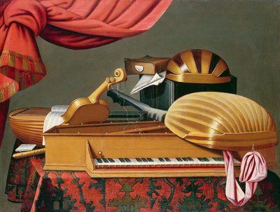 Csendélet hangszerekkel alkotó: Evaristo workshop of Baschenis