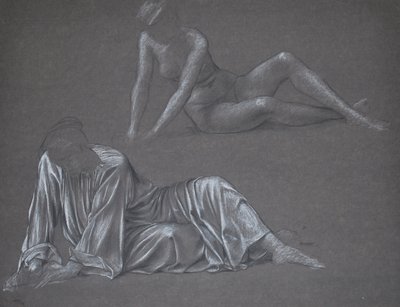 Double Study for Earthbound – fekvő női alak, 1897 (kréta papíron) alkotó: Evelyn De Morgan