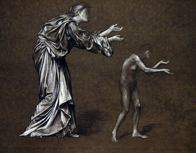 Szent Krisztina átadja apja ékszereit alkotó: Evelyn De Morgan