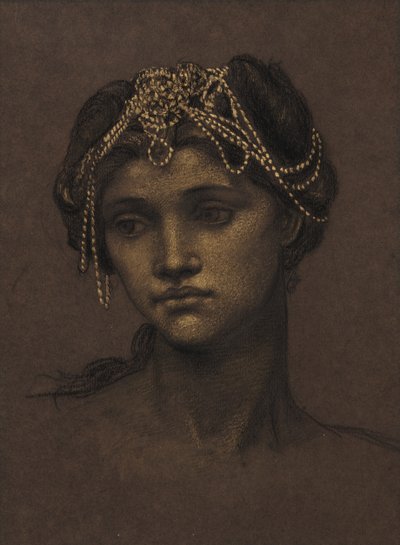 Tanulmány Médeiához, 1889 körül (fekete kréta, aranyfestékkel kiemelve) alkotó: Evelyn De Morgan