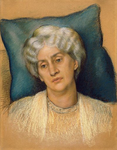 Tanulmány a „The Hour Glass”-hoz: Mrs. William Morris portréja. c.1904-05 (pasztell papíron) (28828-as tanulmány) alkotó: Evelyn De Morgan
