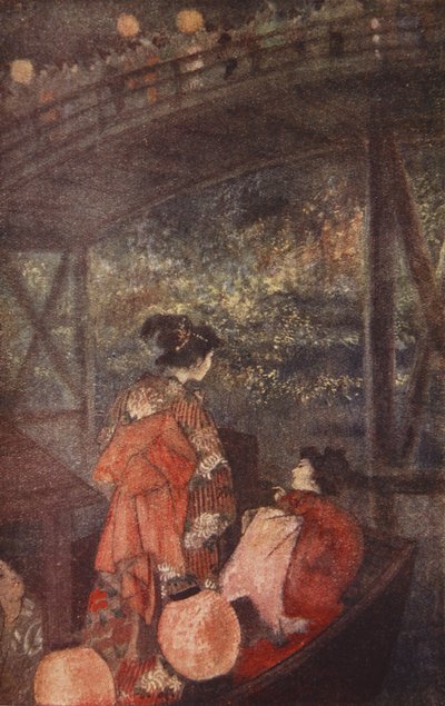 A szentjánosbogár-csata, illusztráció F. Hadland Davis „Japán mítoszai és legendái” című művéből alkotó: Evelyn Paul