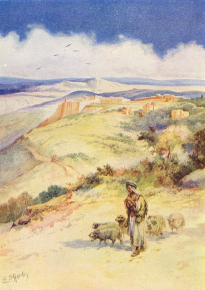 Dávid, a pásztorfiú (színes litográfia) alkotó: Evelyn Stuart Hardy