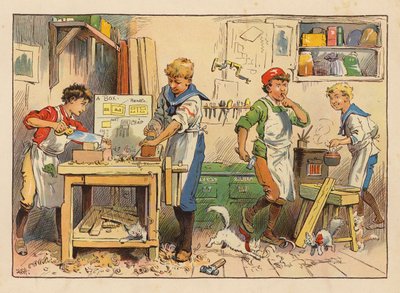 Kis munkások: (színes litográfia) alkotó: Evelyn Stuart Hardy