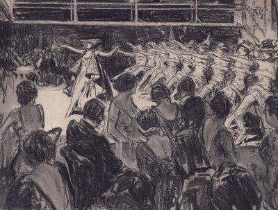 Kabaréjelenet (szén, előkészített karton) alkotó: Everett Shinn