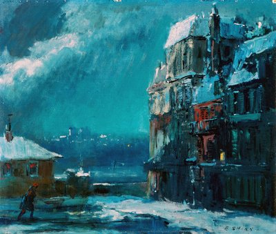 Téli éjszaka, Párizs (olaj, tábla) alkotó: Everett Shinn