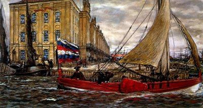 Hajó a kikötőben 1906 (festmény) alkotó: Evgeni Evgenievitch Lanceray