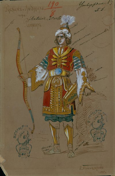 Jelmezterve M. Glinka Ruslan és Ljudmila című operájához, 1885 alkotó: Evgeni Petrovich Ponomarev