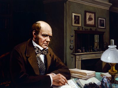 Darwin a dolgozószobájában (olaj, vászon) alkotó: Evstafieff Evstafieff