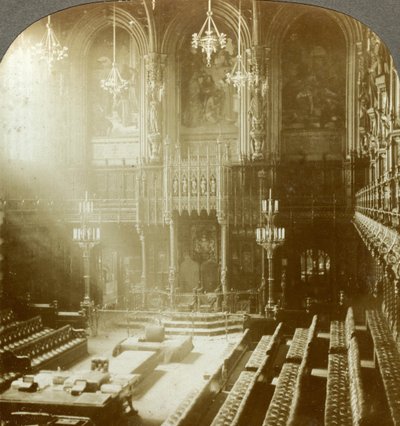 A Lordok Házának belseje, Westminster, London. alkotó: Excelsior Stereoscopic Tours