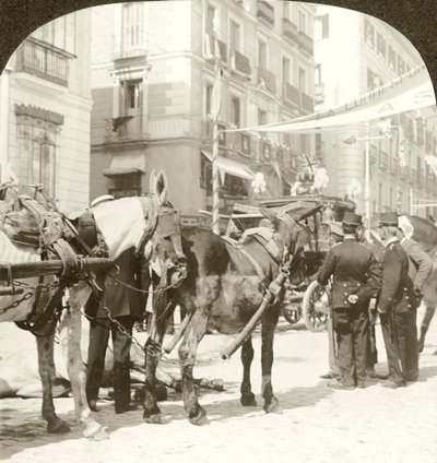 Állami edző, Calle Mayor, Madrid. alkotó: Excelsior Stereoscopic Tours