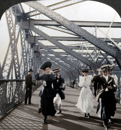 A sétány, Williamsburg Bridge, New York, USA, 1900-as évek alkotó: Excelsior Stereoscopic Tours