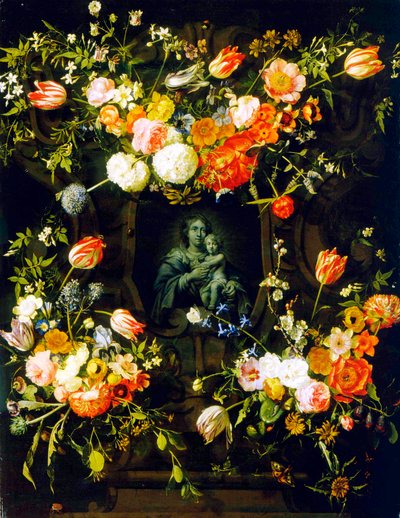 Madonna virágokkal körülvéve, 1662 alkotó: Eykens or Ijkens Ykens