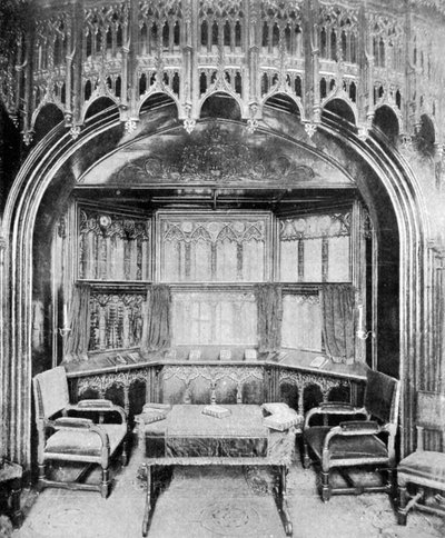 Viktória királynő padja a windsori Szent György-kápolnában, 1901. alkotó: Eyre and Spottiswoode