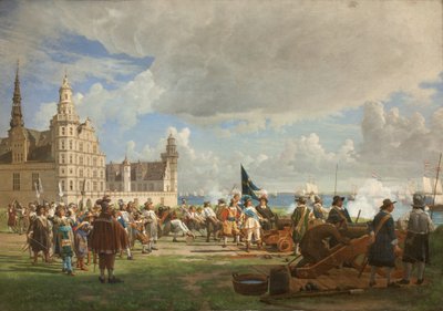 Az Opdam admirális vezette holland flotta 1658. október 29-én, az 1657-60-as svéd háború idején haladt át a Soundon. alkotó: F.C. Lund