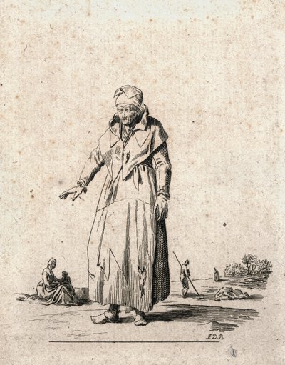 Parasztasszony (metszet) alkotó: F.D.B. Monogrammist