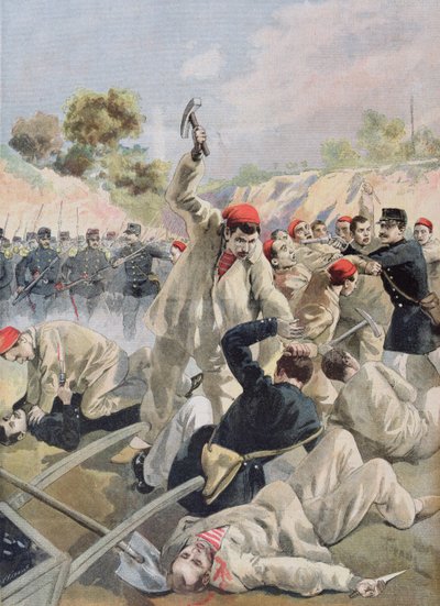 Francia anarchisták lázadása Guyanában, illusztráció a „Le Petit Journal”-ból alkotó: F.L. and Tofani Oswaldo  Meaulle