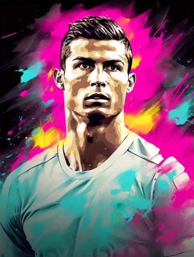 Absztrakt akril festmény, Cristiano Ronaldo vásznon, faliképek, nyomatok alkotó: F. Abderrahim