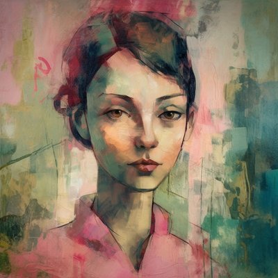 Fiatal nő absztrakt portréja, Maurice Denis stílusban, művészeti nyomatok alkotó: F. Abderrahim