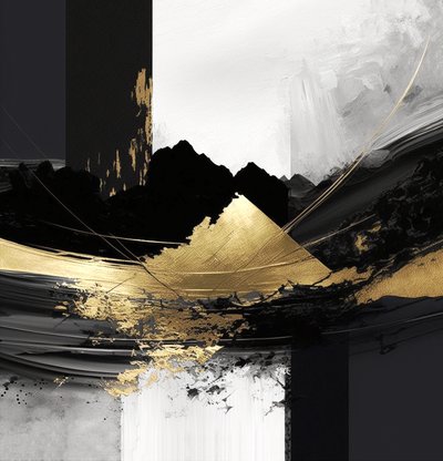 Absztrakt texturált réteges fekete és arany, Wall Art | Vászon nyomatok alkotó: F. Abderrahim