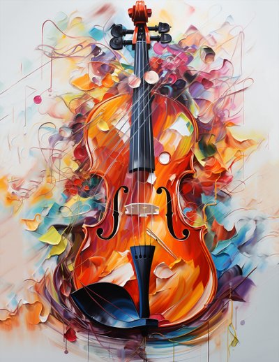 Gyönyörű hegedű festmény eladó, wall art print dekoráció, wall art print dekoráció alkotó: F. Abderrahim