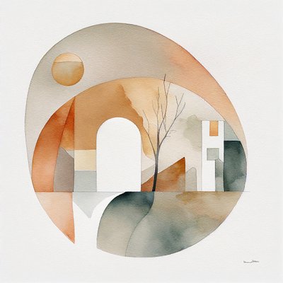 Fine art absztrakt kompozíció Akvarell vázlat, falfestmény nyomtatás igény szerint alkotó: F. Abderrahim