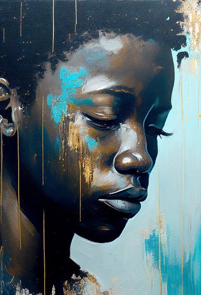 Absztrakt fiatal afrikai férfi vásznon, Wall Art nyomatok alkotó: F. Abderrahim