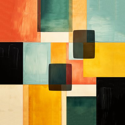absztrakt négyzet kompozíciók festmény minta design, Wall Art | Vászon nyomatok alkotó: F. Abderrahim