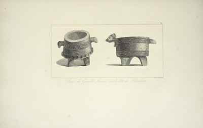 Gránitvázák, Honduras tengerpartján találtak, illusztráció a "Kordillerák és az amerikai őslakosok emlékművei" című filmből, Alexander von Humboldt és Aime Bonpland, 1813 alkotó: F. Arnold