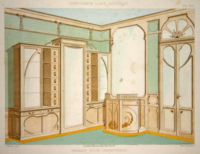 Egy ingszabó műhely belső kialakítása, 1900 körül megjelent "Menuiserie d