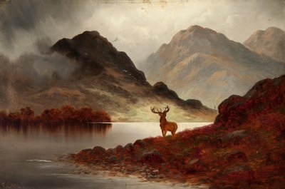 Stag at Bay (olaj, vászon) alkotó: F. Carl