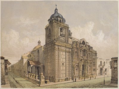 La Merced templom, Lima, illusztráció a „Geografia del Peru”-ból, Mariano, Felipe Paz Soldan (1821-86) XXV. tábla, 1863 alkotó: F. Delamare