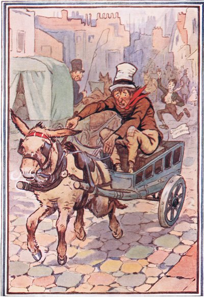 David futott utána, amilyen gyorsan csak tudott, illusztráció David Copperfieldtől, 1914 alkotó: F. M. B. Blaikie