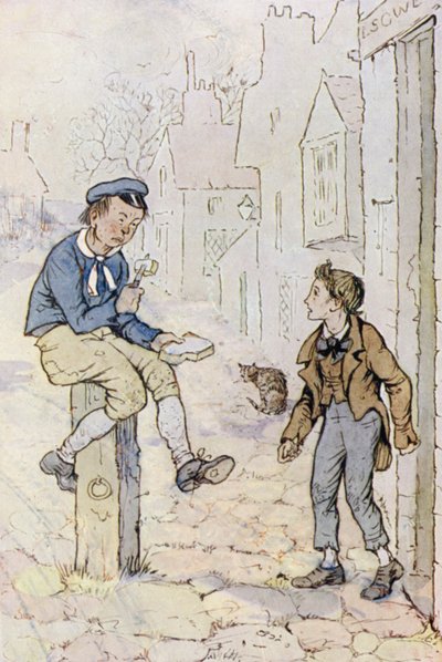 Illusztráció Oliver Twisthez (színes litó) alkotó: F. M. B. Blaikie
