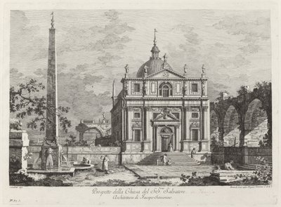 Az SS-templom tájékoztatója. Megmentő alkotó: Fabio Berardi after Canaletto