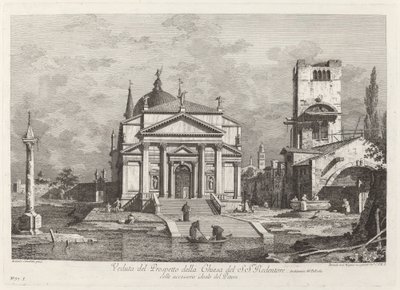 Kilátás az SS-templom tájékoztatójára. Megváltó alkotó: Fabio Berardi after Canaletto