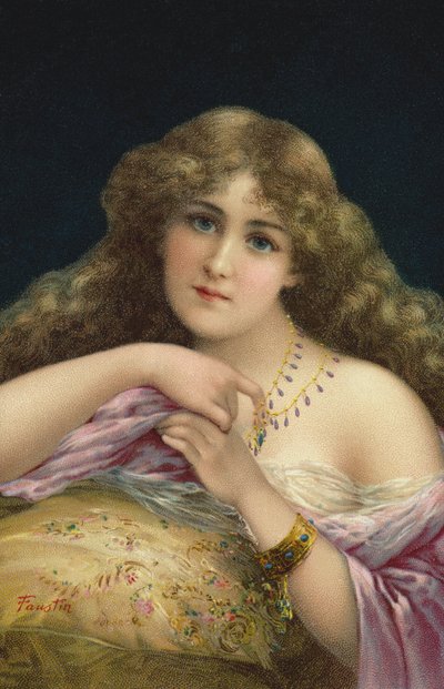 Egy fiatal nő portréja alkotó: Faustin b.1847 Faustin b.1847