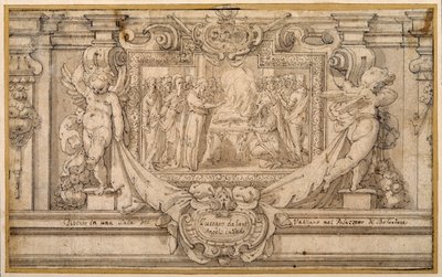 A húsvét (toll és barna tinta barna mosással fehér papíron) alkotó: Federico (studio of) Zuccaro