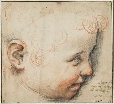 Gyermekfej profilból; talán a gyermek Jézushoz alkotó: Federico Barocci