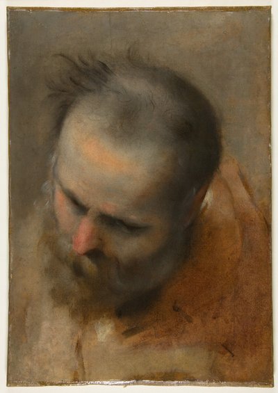 Balra lefelé tekintő szakállas férfi fejtanulmánya (Nikodémus) alkotó: Federico Barocci