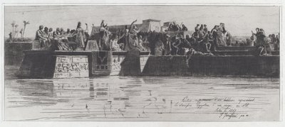 Egy festmény felső része, amely az egyiptomi szűz áldozatot ábrázolja a Nílusnak [The Upper Part of a Painting Represent the Egyptian Sacrifice of a Virgin to the Nile] alkotó: Federico Faruffini